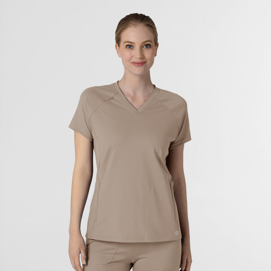 RENEW Knit Women's Flex-n-Reach V-Neck Raglan Scrub Top Haze