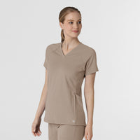 RENEW Knit Women's Flex-n-Reach V-Neck Raglan Scrub Top Haze side view