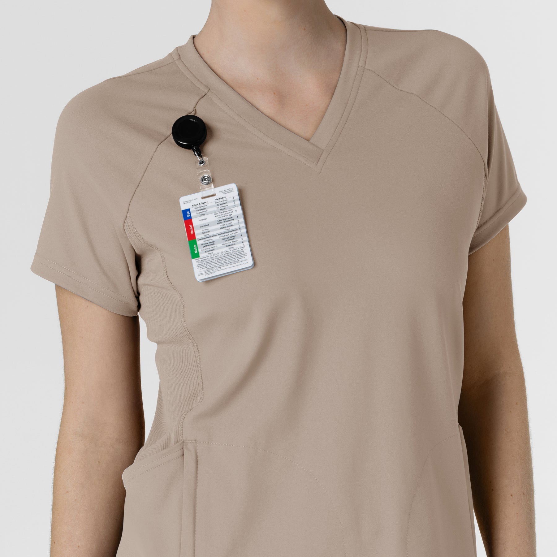 RENEW Knit Women's Flex-n-Reach V-Neck Raglan Scrub Top Haze side detail 1