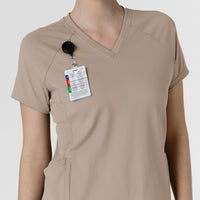 RENEW Knit Women's Flex-n-Reach V-Neck Raglan Scrub Top Haze side detail 1