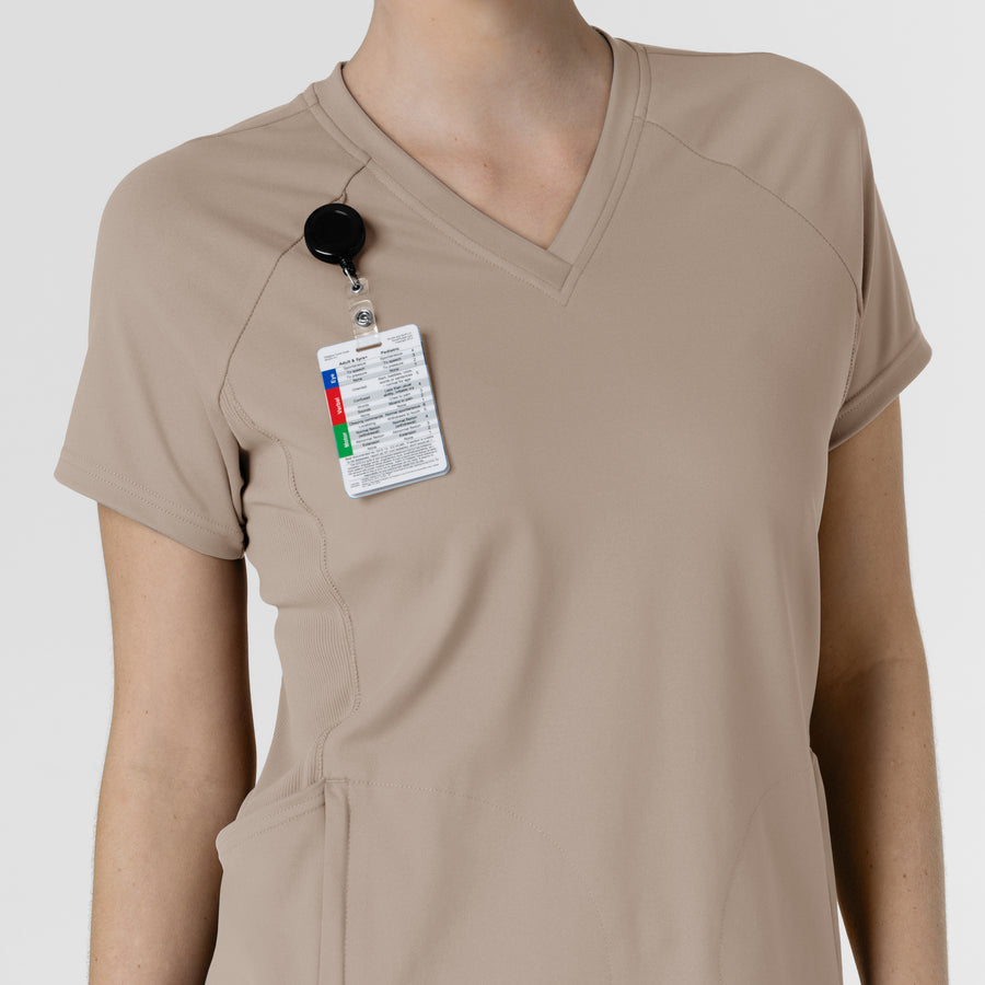 RENEW Knit Women's Flex-n-Reach V-Neck Raglan Scrub Top Haze side detail 1