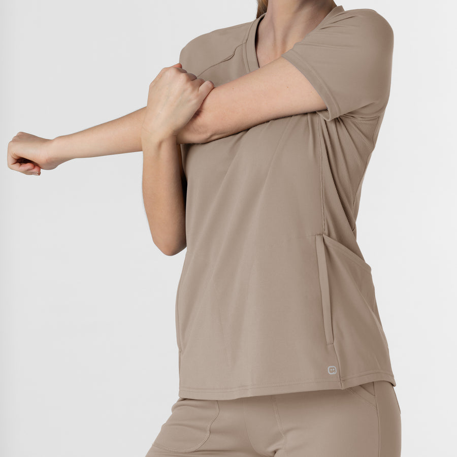 RENEW Knit Women's Flex-n-Reach V-Neck Raglan Scrub Top Haze back detail