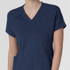 RENEW Knit Women's Flex-n-Reach V-Neck Raglan Scrub Top Navy front detail