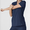 RENEW Knit Women's Flex-n-Reach V-Neck Raglan Scrub Top Navy back detail