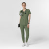 RENEW Knit Women's Flex-n-Reach V-Neck Raglan Scrub Top Olive full scrub set