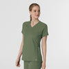 RENEW Knit Women's Flex-n-Reach V-Neck Raglan Scrub Top Olive side view