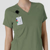 RENEW Knit Women's Flex-n-Reach V-Neck Raglan Scrub Top Olive side detail 1