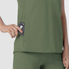 RENEW Knit Women's Flex-n-Reach V-Neck Raglan Scrub Top Olive side detail 2