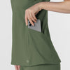 RENEW Knit Women's Flex-n-Reach V-Neck Raglan Scrub Top Olive hemline detail