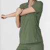 RENEW Knit Women's Flex-n-Reach V-Neck Raglan Scrub Top Olive back detail