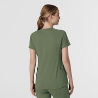 RENEW Knit Women's Flex-n-Reach V-Neck Raglan Scrub Top Olive back view