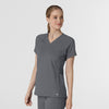 RENEW Knit Women's Flex-n-Reach V-Neck Raglan Scrub Top Pewter side view