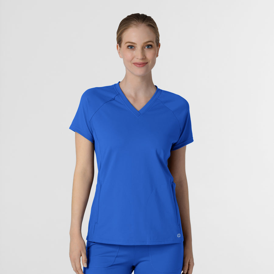 RENEW Knit Women's Flex-n-Reach V-Neck Raglan Scrub Top - Royal