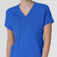 RENEW Knit Women's Flex-n-Reach V-Neck Raglan Scrub Top Royal front detail