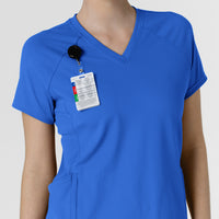 RENEW Knit Women's Flex-n-Reach V-Neck Raglan Scrub Top Royal side detail 1