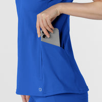 RENEW Knit Women's Flex-n-Reach V-Neck Raglan Scrub Top Royal hemline detail