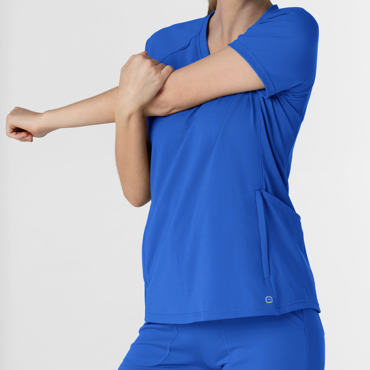 RENEW Knit Women's Flex-n-Reach V-Neck Raglan Scrub Top Royal back detail