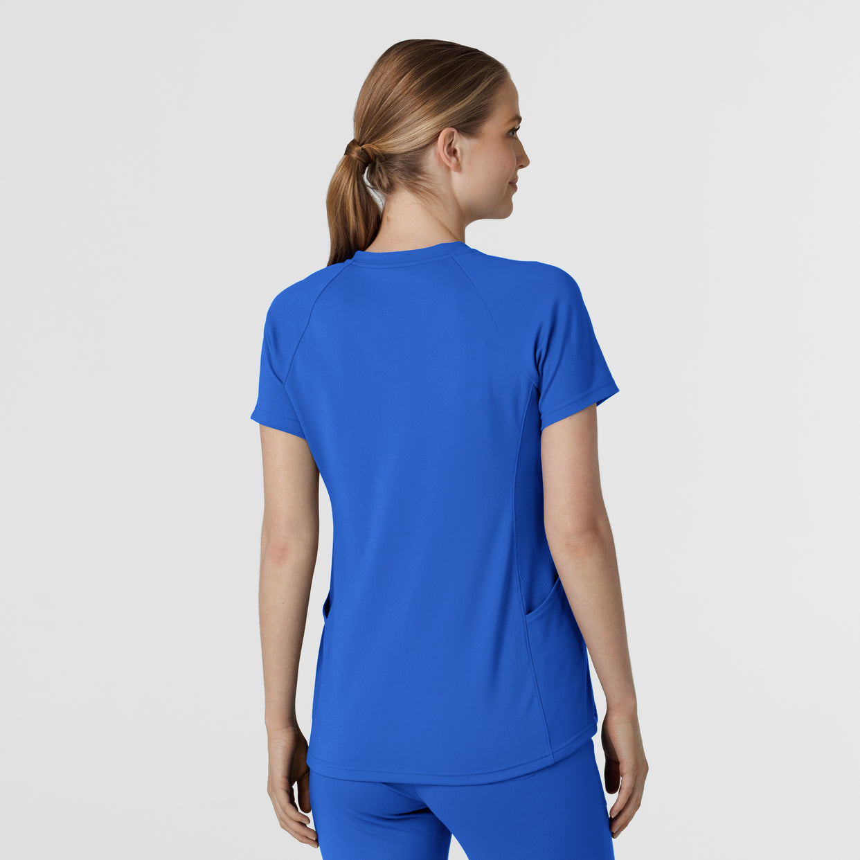 RENEW Knit Women's Flex-n-Reach V-Neck Raglan Scrub Top Royal back view