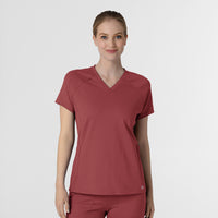RENEW Knit Women's Flex-n-Reach V-Neck Raglan Scrub Top - Ruby
