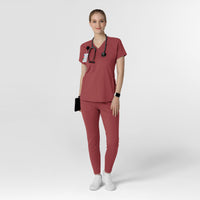RENEW Knit Women's Flex-n-Reach V-Neck Raglan Scrub Top - Ruby scrub set