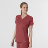 RENEW Knit Women's Flex-n-Reach V-Neck Raglan Scrub Top - Ruby side