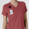 RENEW Knit Women's Flex-n-Reach V-Neck Raglan Scrub Top - Ruby badge loop