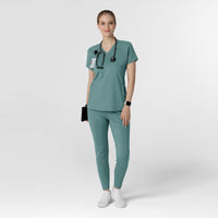 RENEW Knit Women's Flex-n-Reach V-Neck Raglan Scrub Top - Vintage Teal scrub set