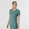 RENEW Knit Women's Flex-n-Reach V-Neck Raglan Scrub Top - Vintage Teal side