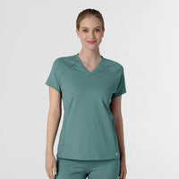 RENEW Knit Women's Flex-n-Reach V-Neck Raglan Scrub Top - Vintage Teal