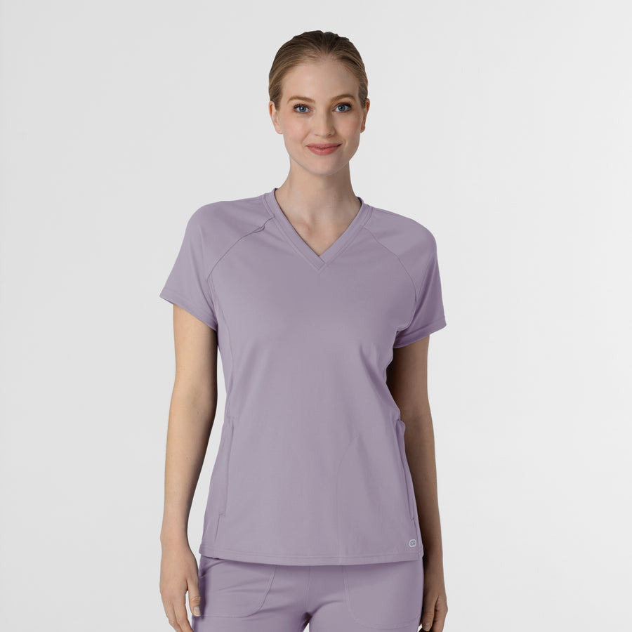 RENEW Knit Women's Flex-n-Reach V-Neck Raglan Scrub Top Wisteria