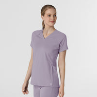 RENEW Knit Women's Flex-n-Reach V-Neck Raglan Scrub Top Wisteria side view