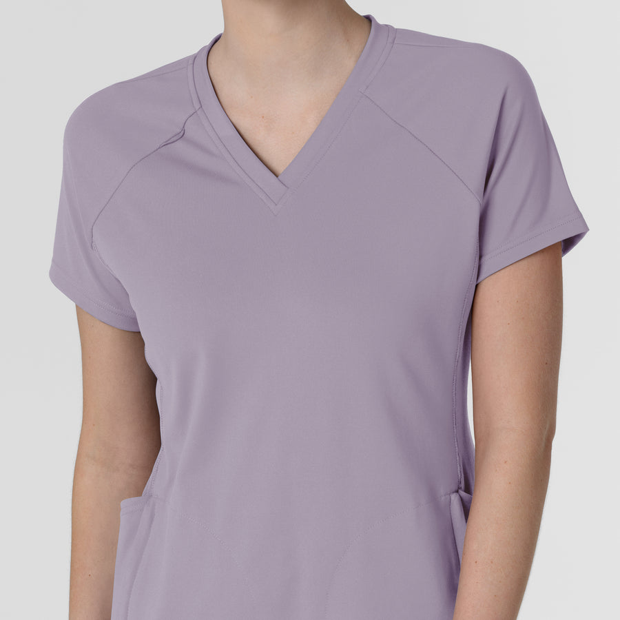 RENEW Knit Women's Flex-n-Reach V-Neck Raglan Scrub Top Wisteria front detail