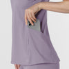 RENEW Knit Women's Flex-n-Reach V-Neck Raglan Scrub Top Wisteria hemline detail