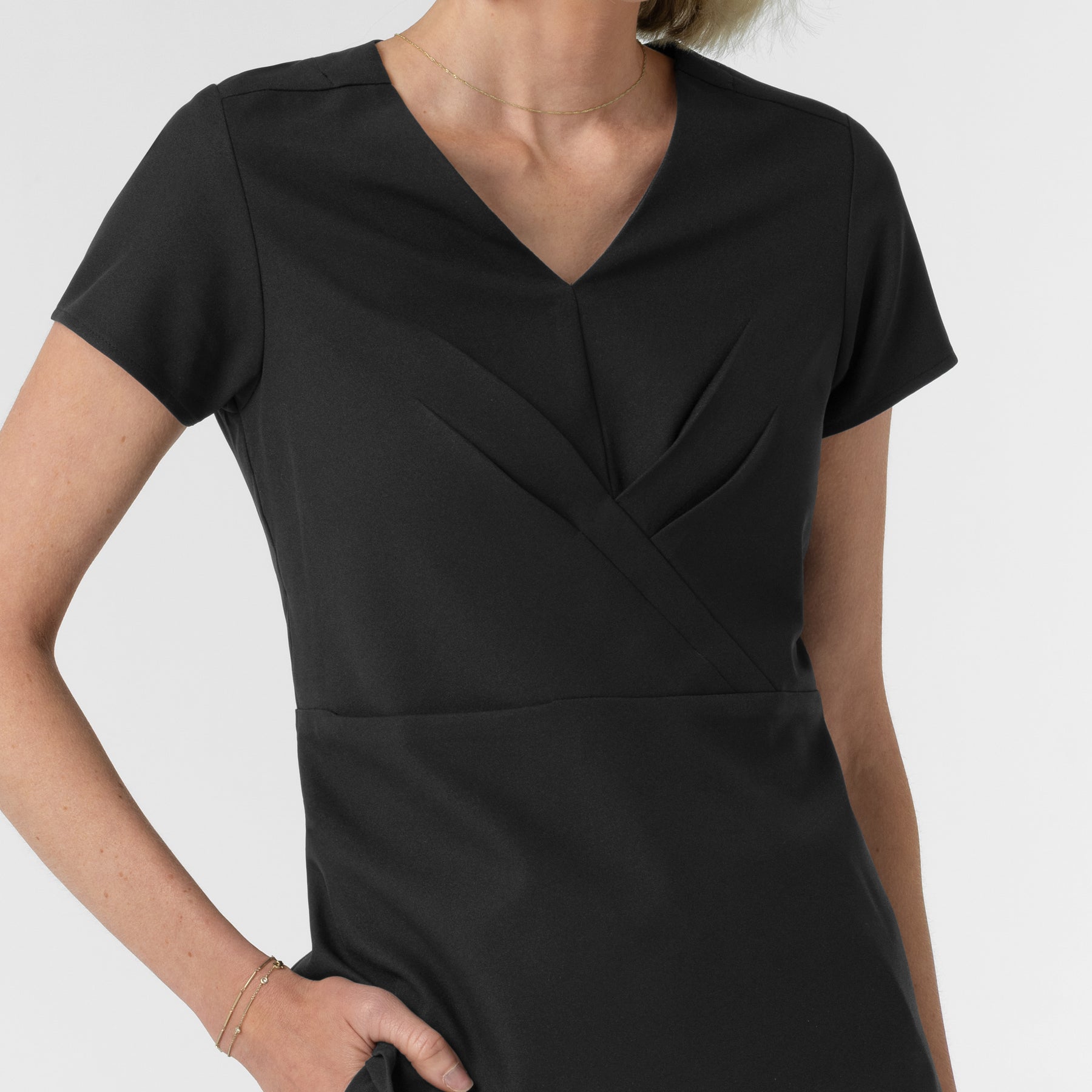 BLK Women's Popover Scrub Top Black front detail