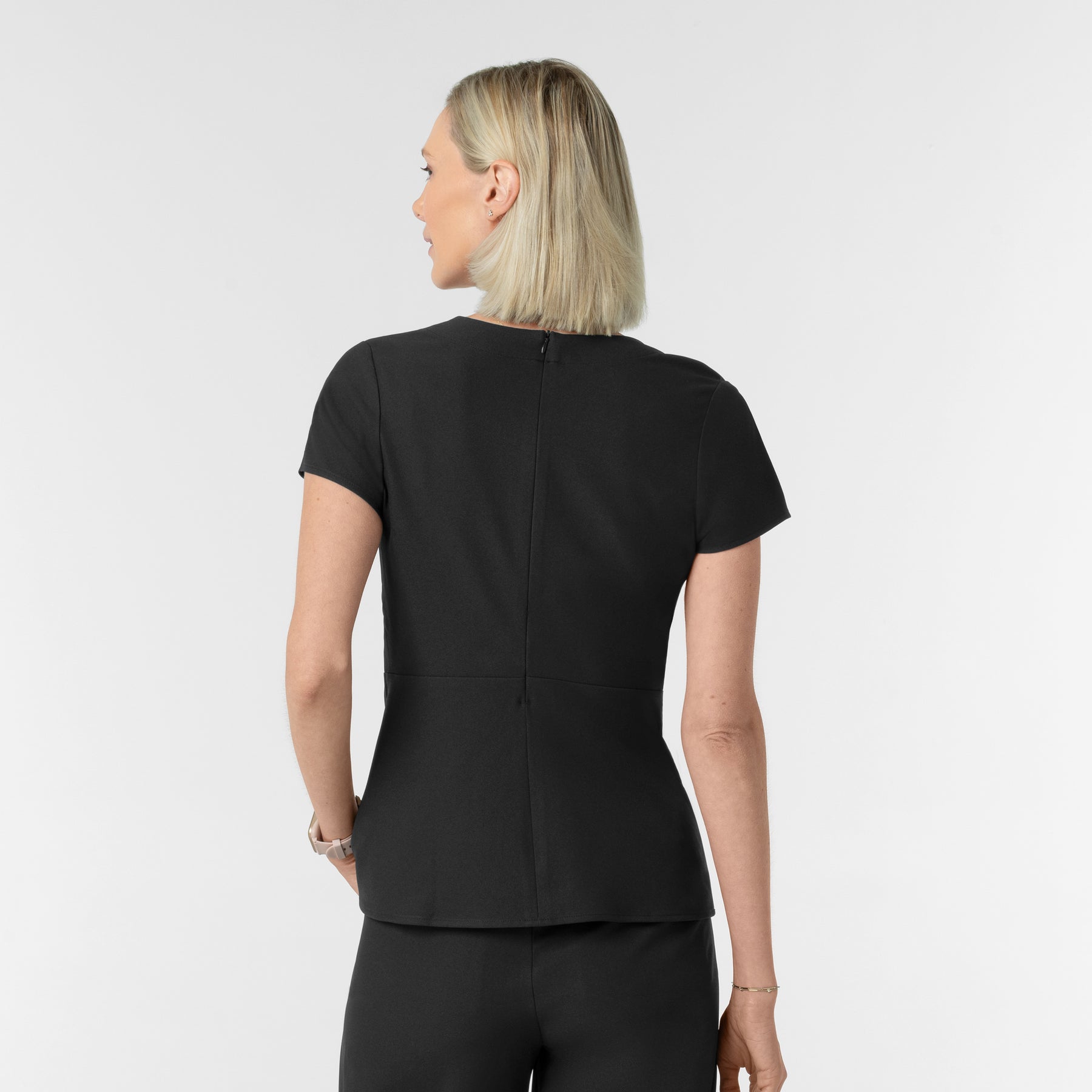 BLK Women's Popover Scrub Top Black back view