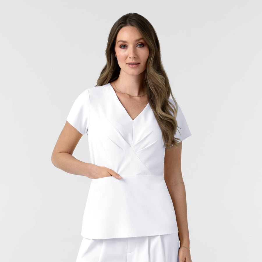 BLK Women's Popover Scrub Top White