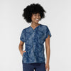 Women's Dolman Print Scrub Top - Dreamy Daze Navy Tonal
