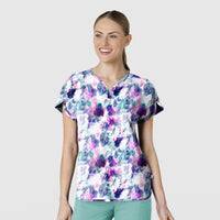 Fashion Prints Women's Dolman Print Scrub Top Futuristic Floral