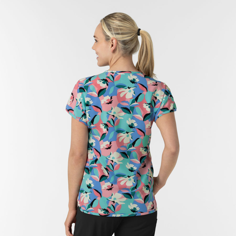 Women's Dolman Print Scrub Top - Oceanic Odyssey back