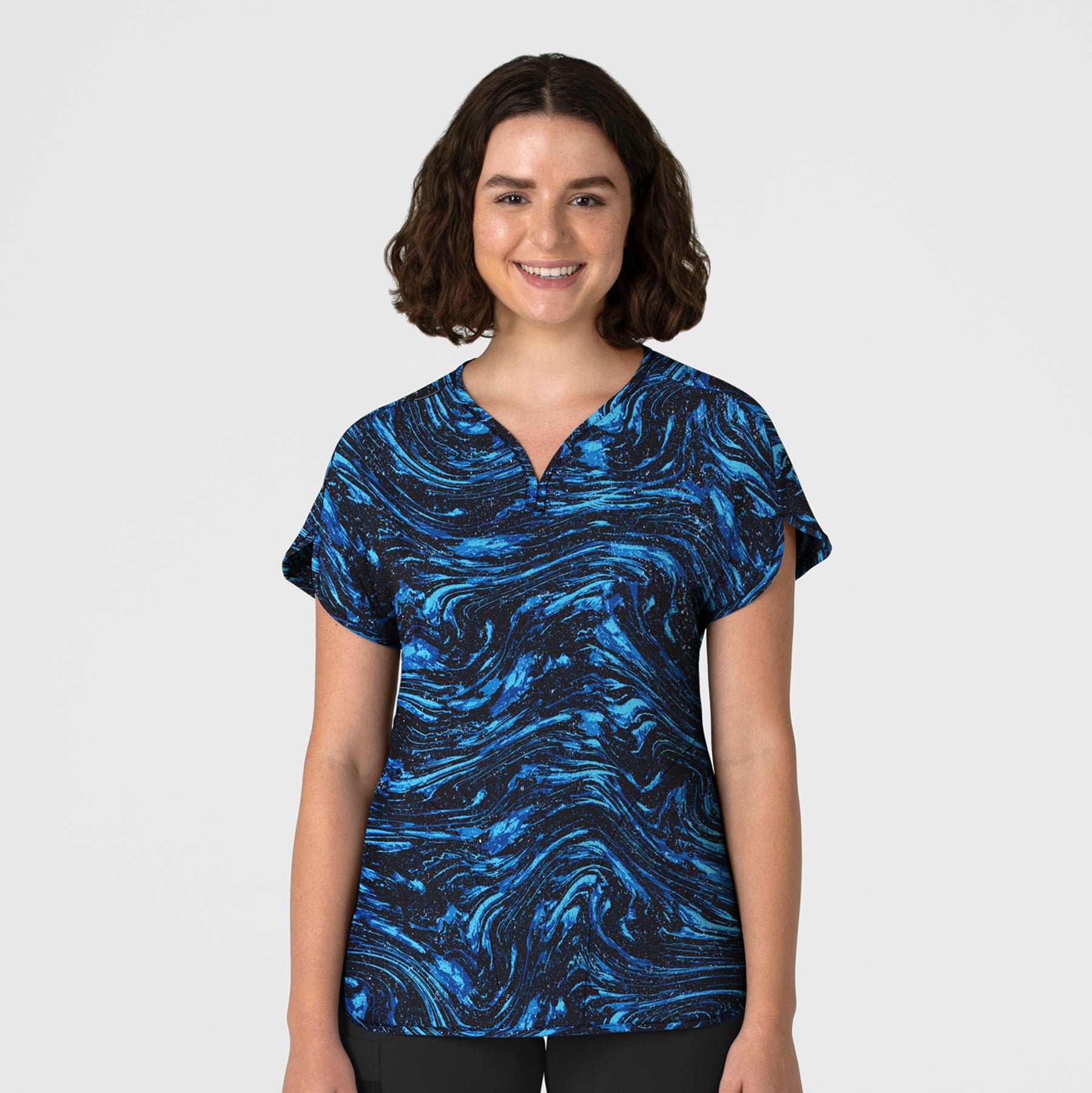 Fashion Prints Women's Dolman Print Scrub Top - Starry Sparkle