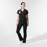 AURA Women's Allure V-Neck 2 Pocket Scrub Top - Black scrub set