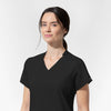 AURA Women's Allure V-Neck 2 Pocket Scrub Top - Black neckline