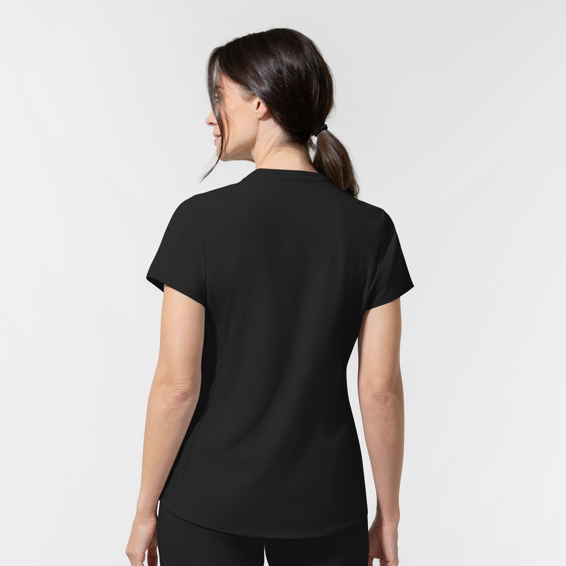 AURA Women's Allure V-Neck 2 Pocket Scrub Top - Black back
