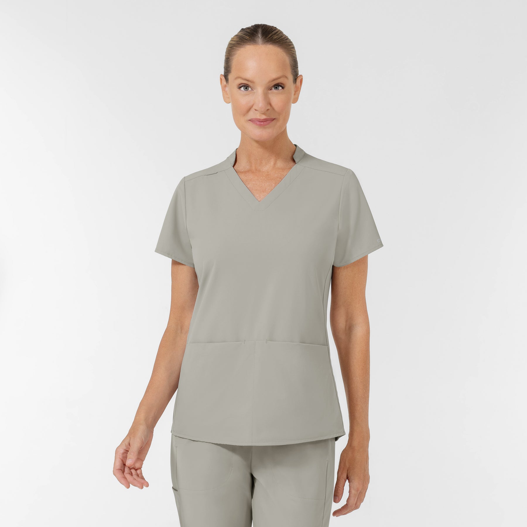 AURA Women's Allure V-Neck 2 Pocket Scrub Top - Cool Gray