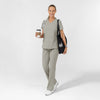AURA Women's Allure V-Neck 2 Pocket Scrub Top - Cool Gray scrub set