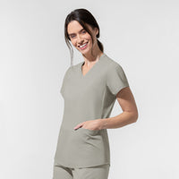 AURA Women's Allure V-Neck 2 Pocket Scrub Top - Cool Gray