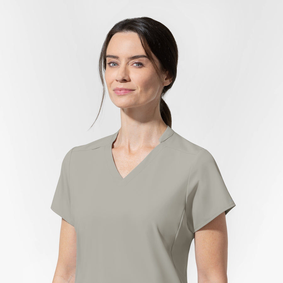 AURA Women's Allure V-Neck 2 Pocket Scrub Top - Cool Gray