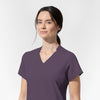 AURA Women's Allure V-Neck 2 Pocket Scrub Top Dusk back detail