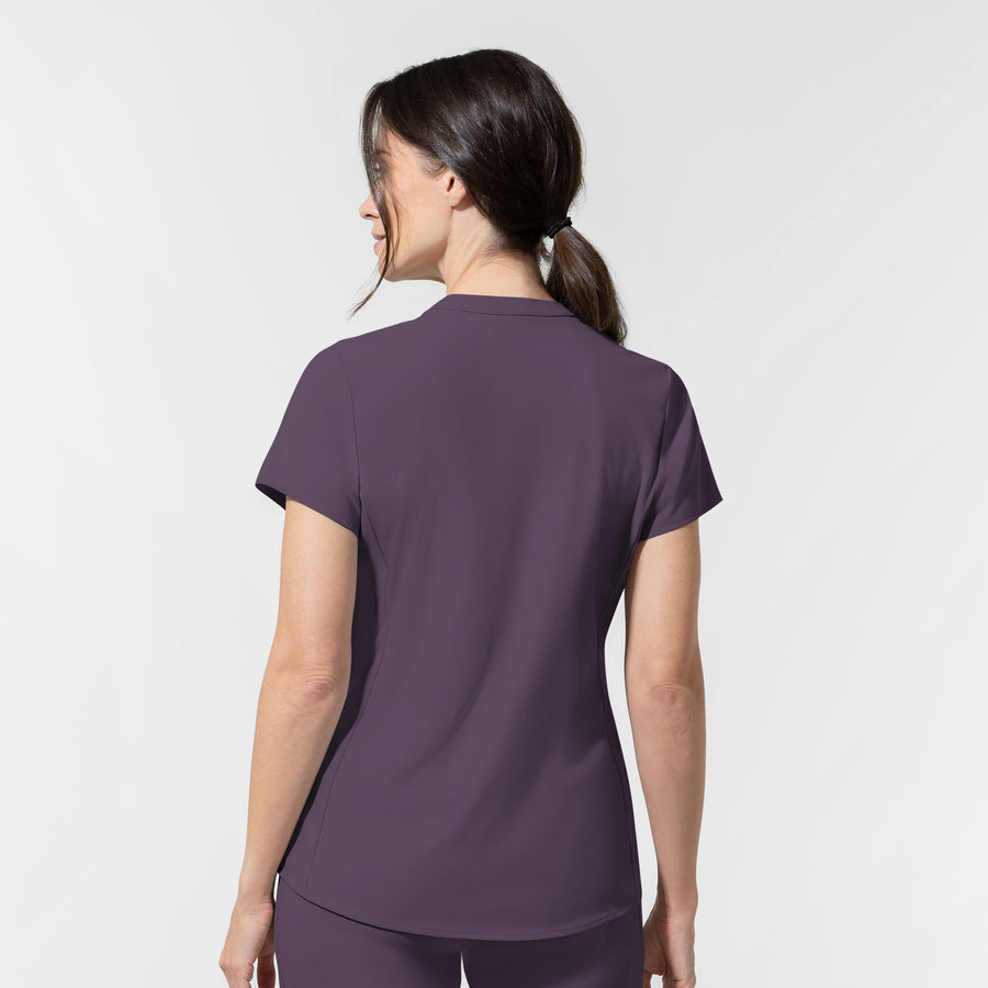 AURA Women's Allure V-Neck 2 Pocket Scrub Top Dusk back view