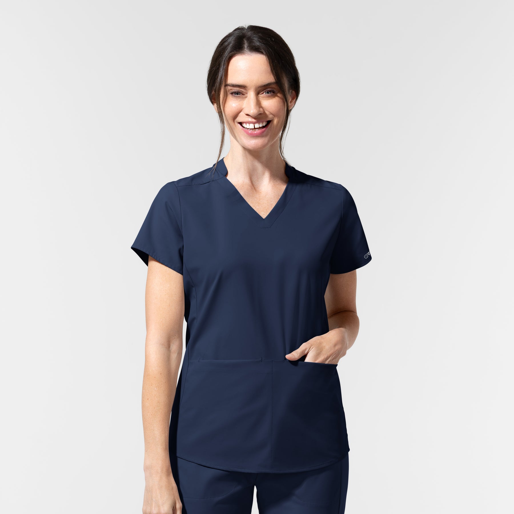 AURA Women's Allure V-Neck 2 Pocket Scrub Top Navy
